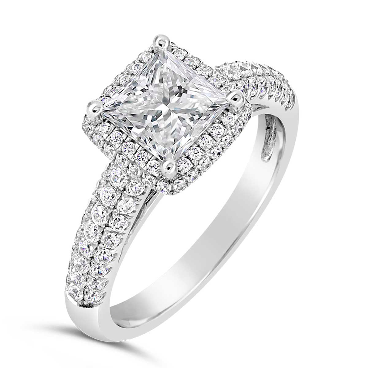 Princess Cut Diamond Halo Engagement Ring - ACB013