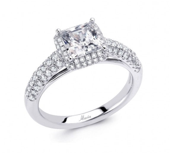 Princess Cut Diamond Halo Engagement Ring - ACB013