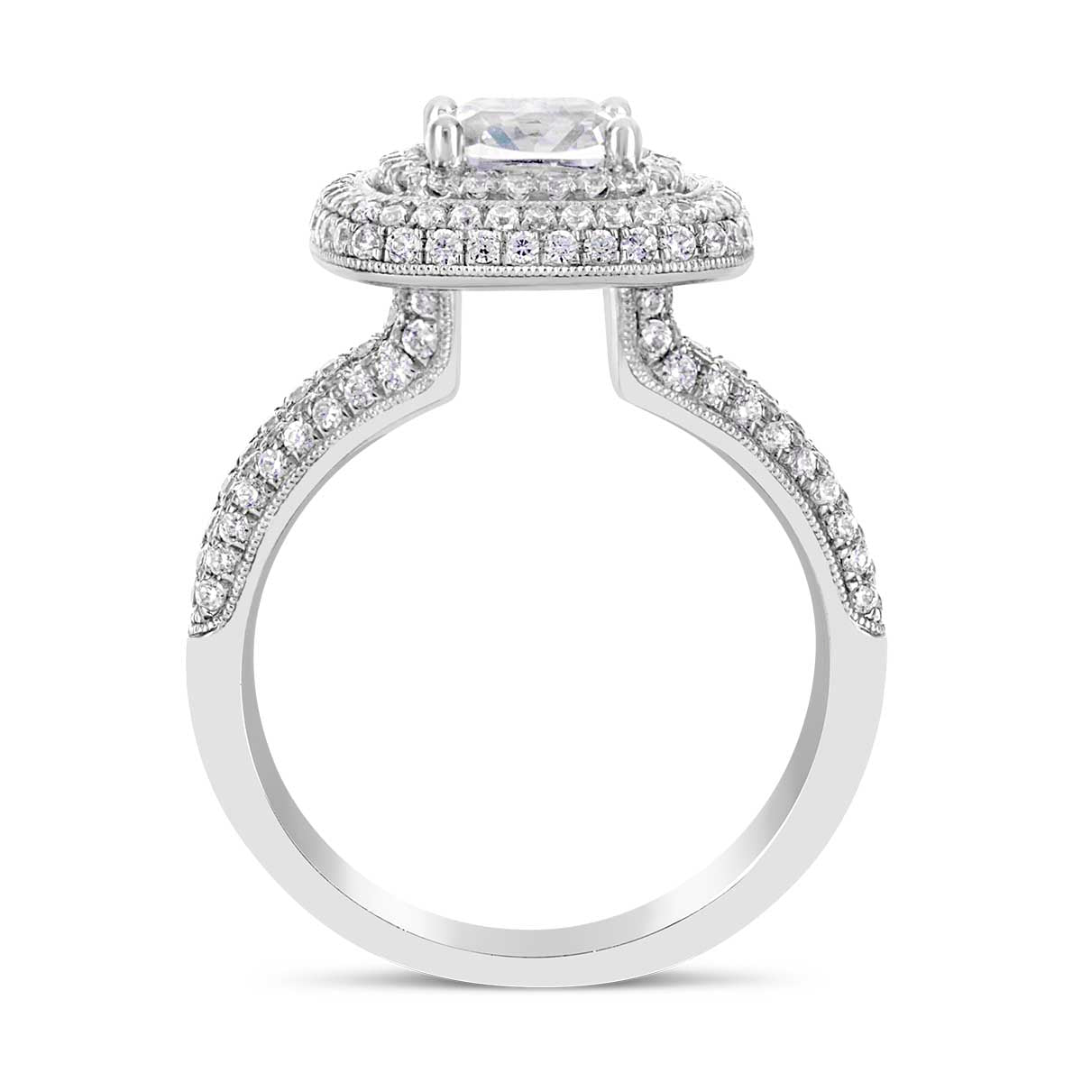 Cushion Cut Diamond Halo Engagement Ring - ACB017