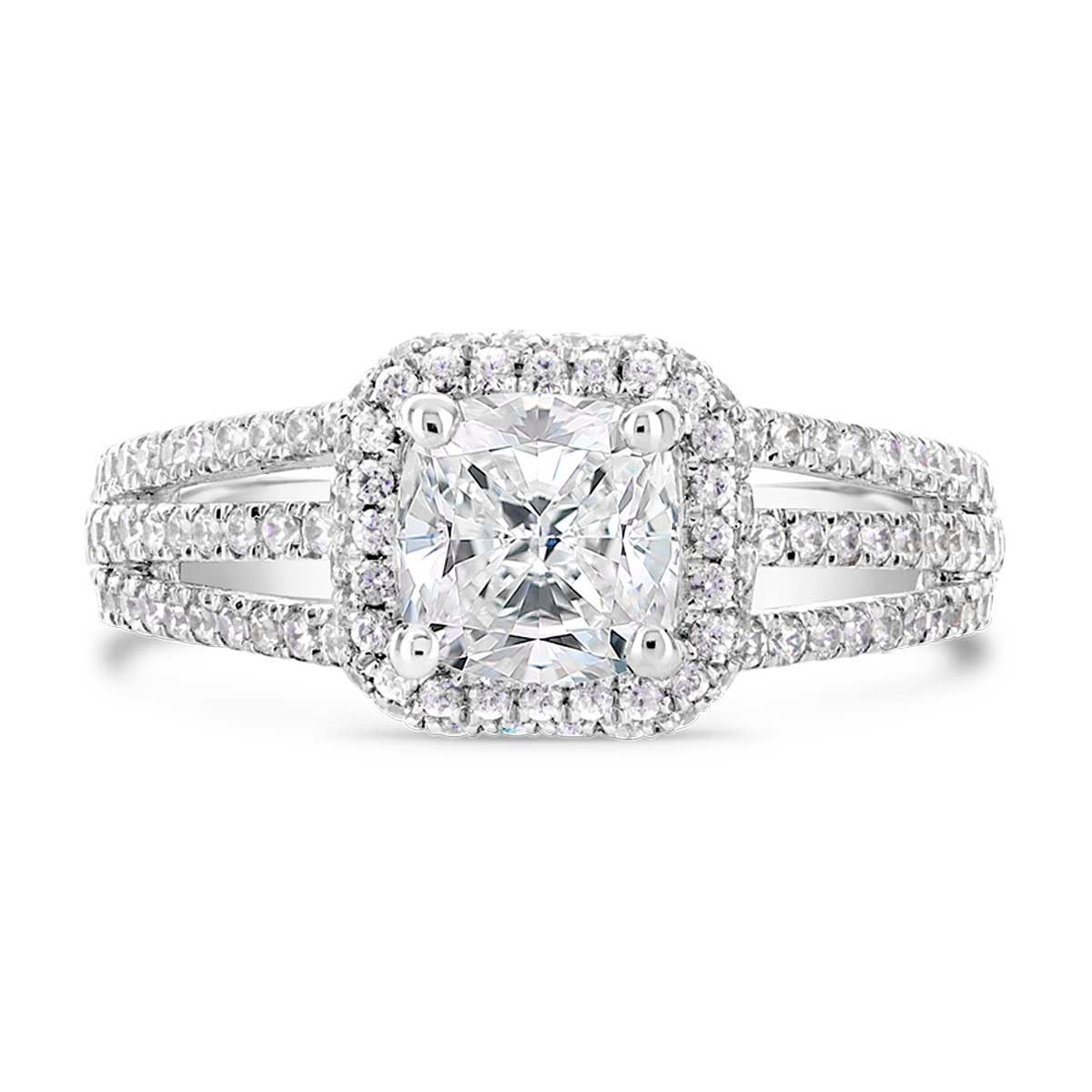 Cushion Cut Diamond Halo Engagement Ring - ACB018