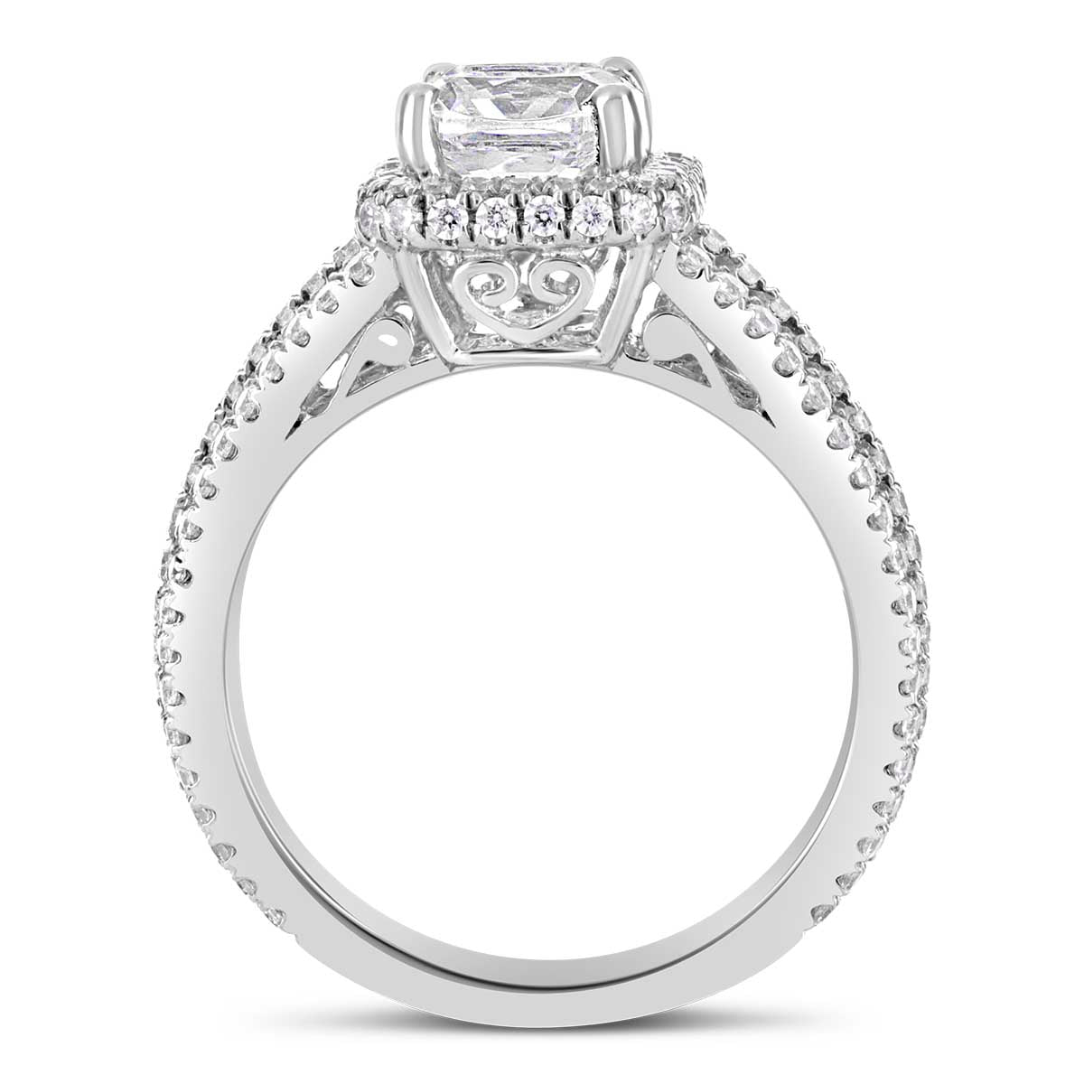 Cushion Cut Diamond Halo Engagement Ring - ACB018