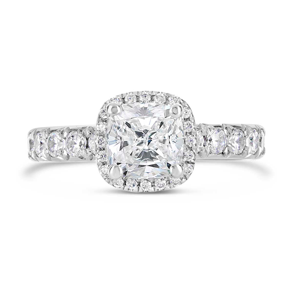 Cushion Cut Diamond Halo Engagement Ring - ACB021