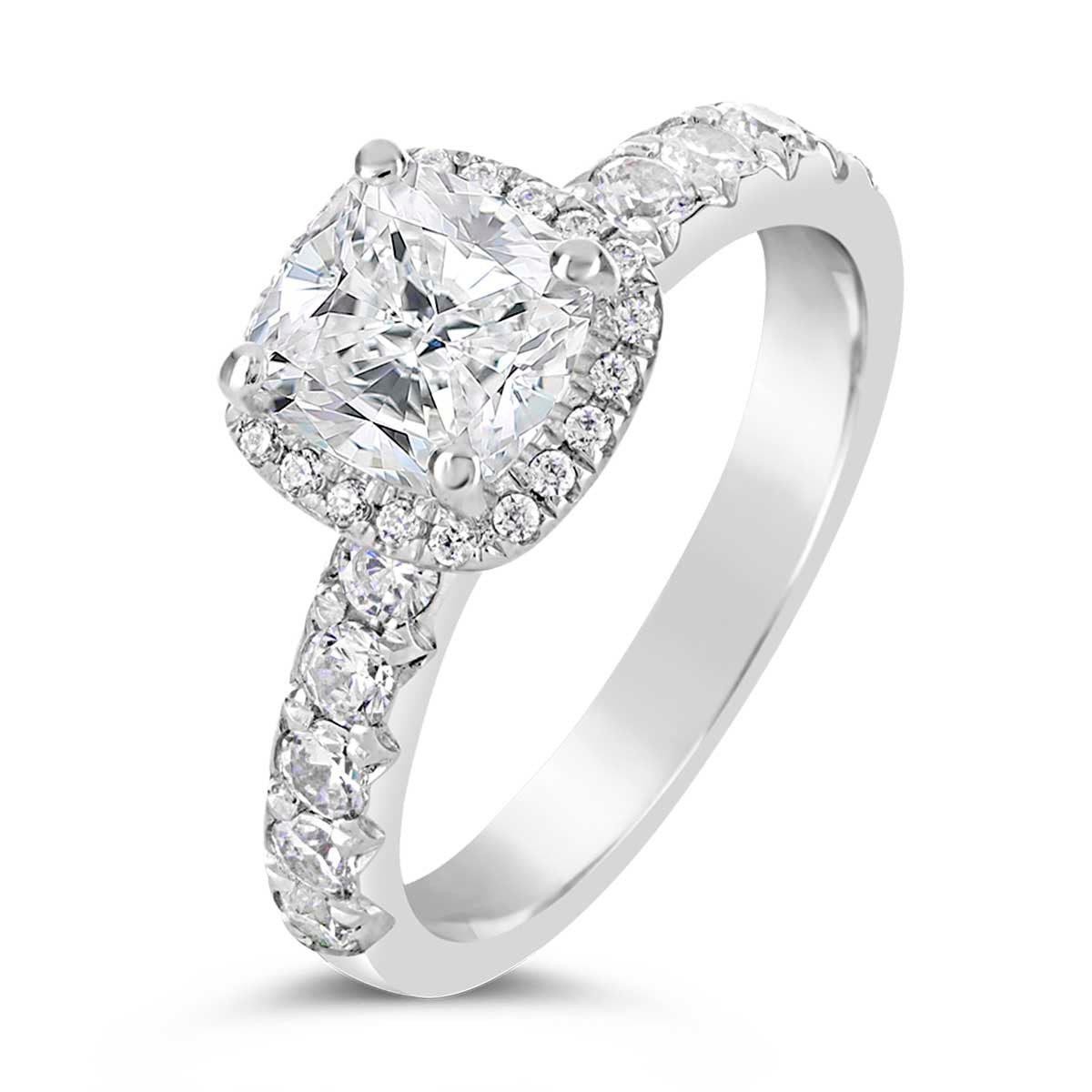 Cushion Cut Diamond Halo Engagement Ring - ACB021