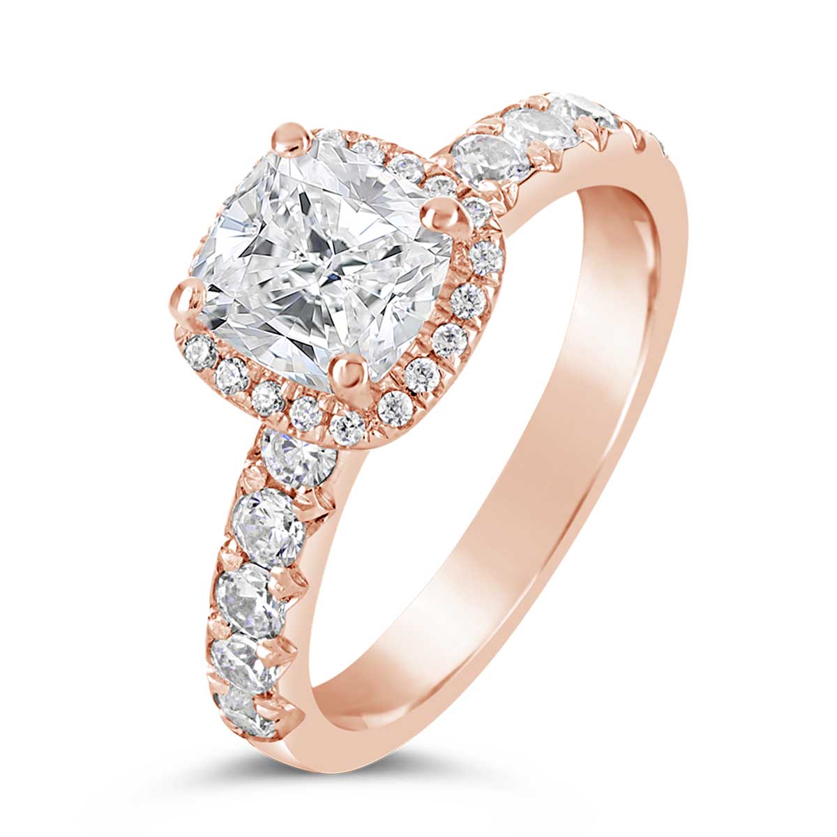 Cushion Cut Diamond Halo Engagement Ring - ACB021