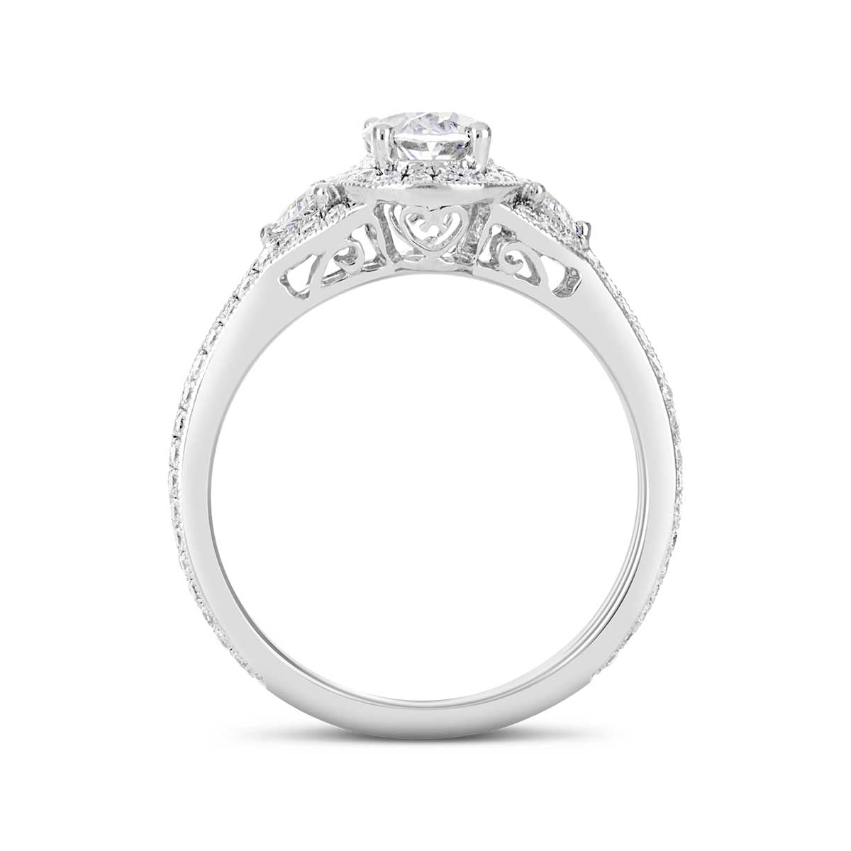 Oval Cut Diamond Halo Art Deco Engagement Ring - ACB022