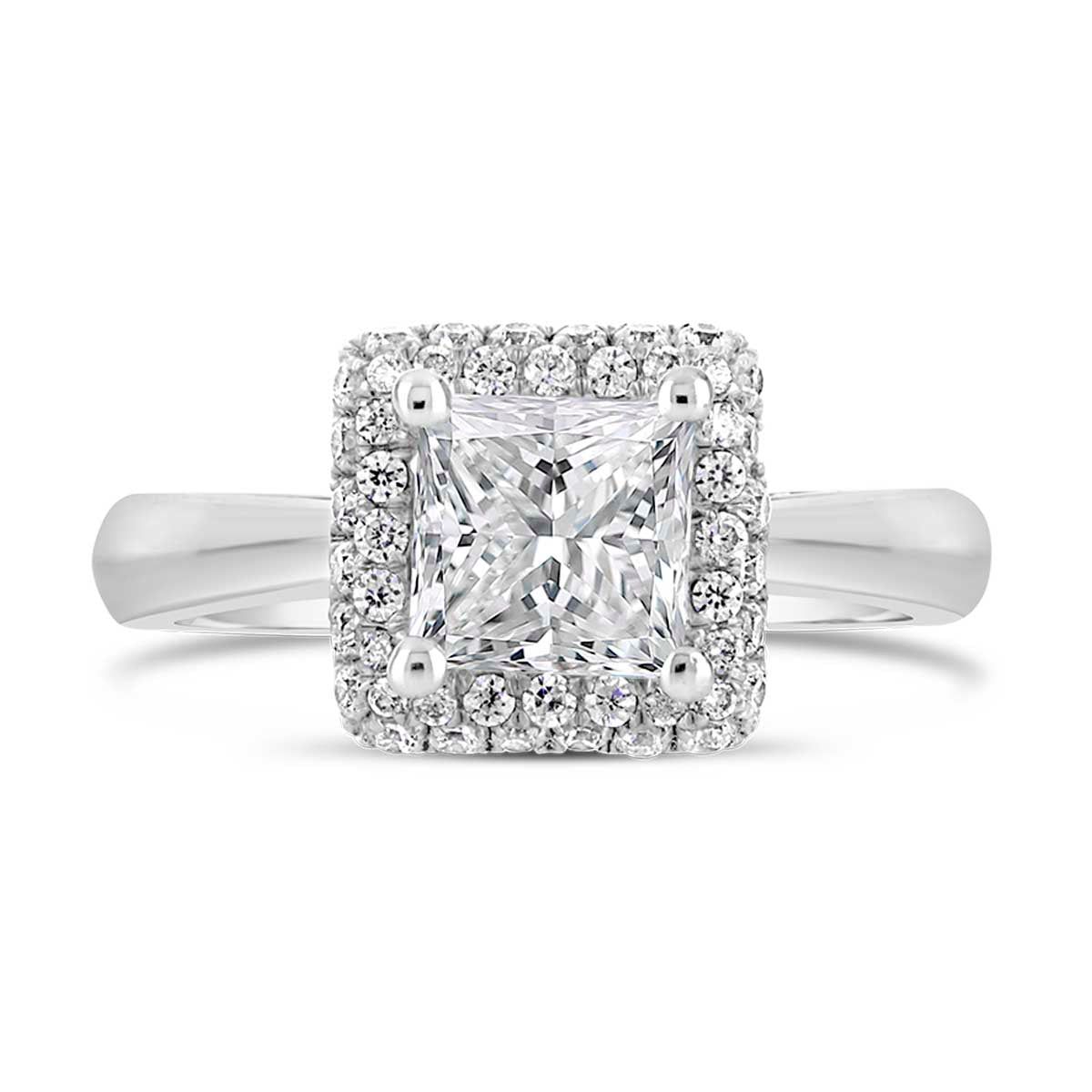 Princess Cut Diamond Halo Engagement Ring - ACB023