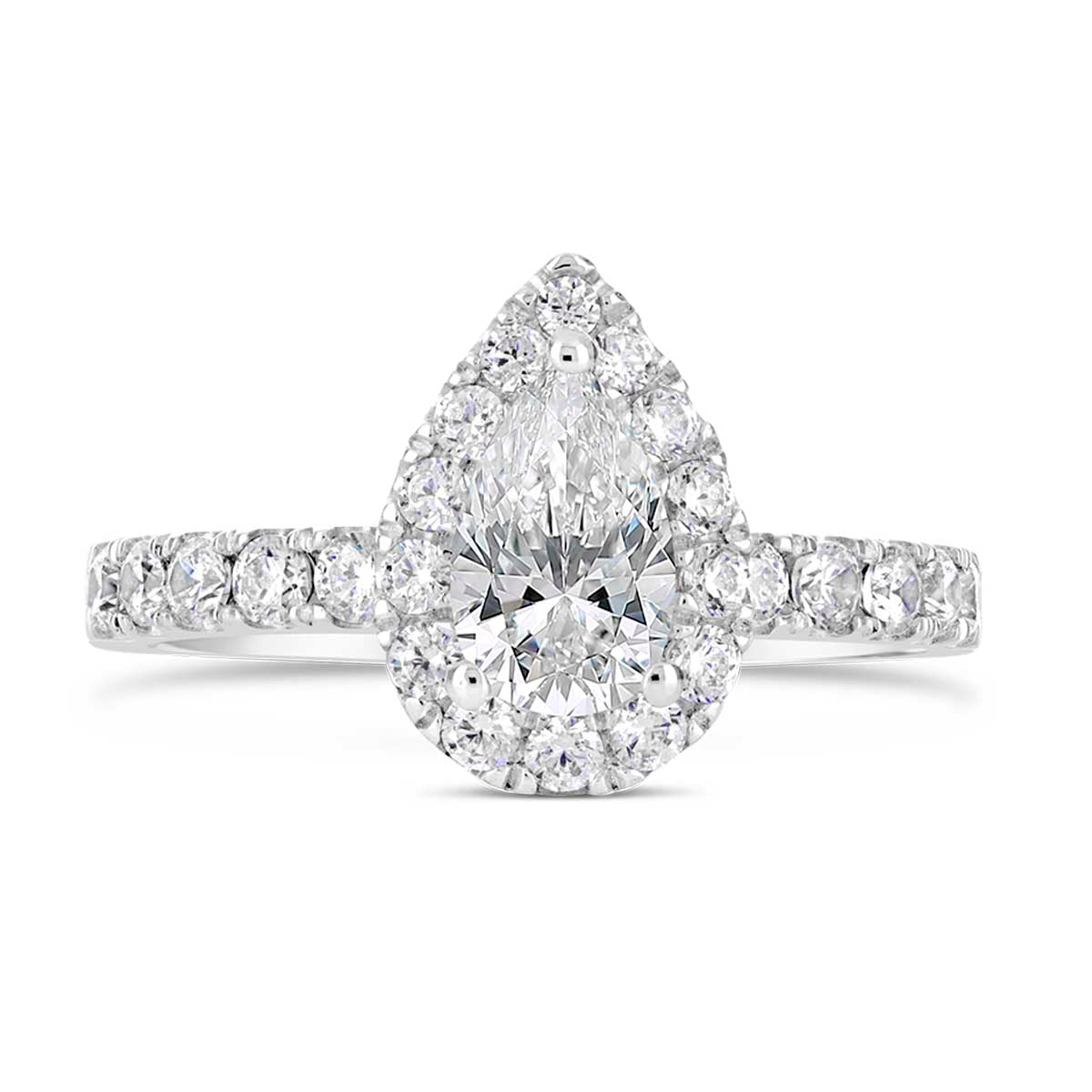 Pear Shape Diamond Halo Engagement Ring - ACB027