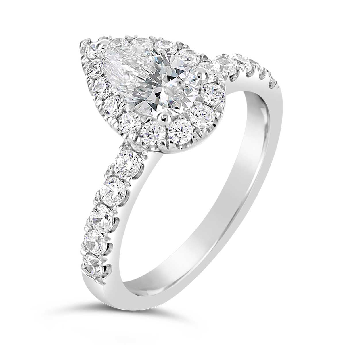 Pear Shape Diamond Halo Engagement Ring - ACB027