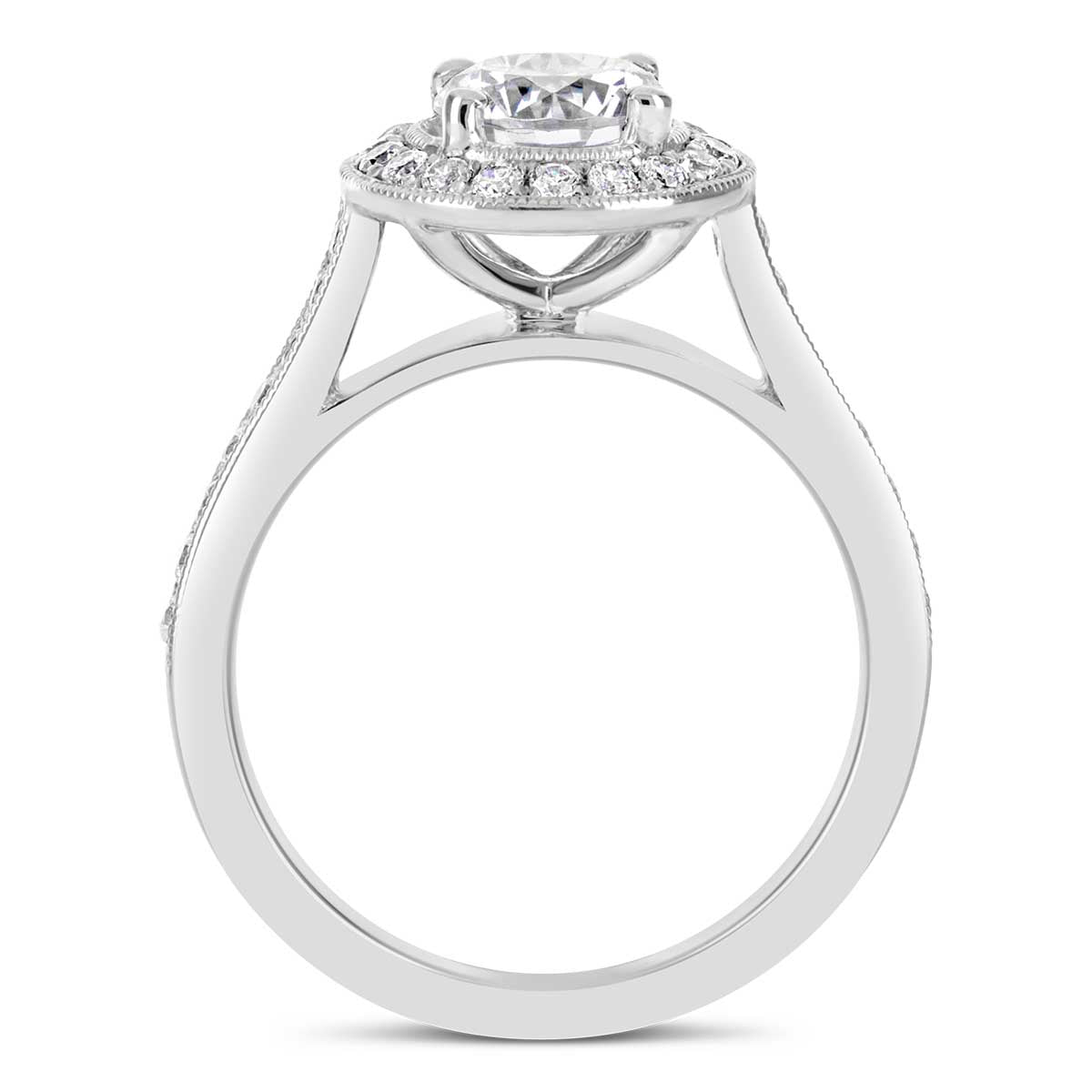 Round Brilliant Cut Diamond Halo Engagement Ring - ACB029