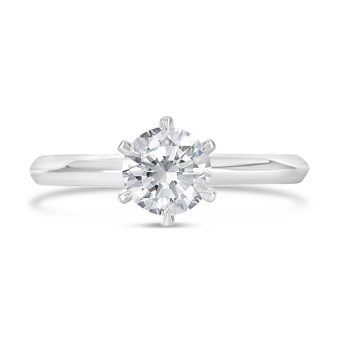 6 Claw Round Brilliant Cut Solitaire Engagement Ring - ACB034