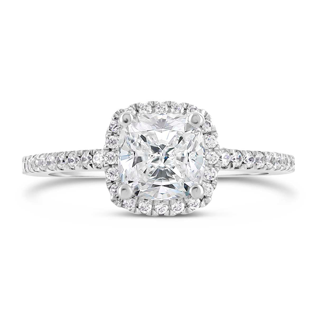 Cushion Cut Diamond Halo Engagement Ring - ACB035