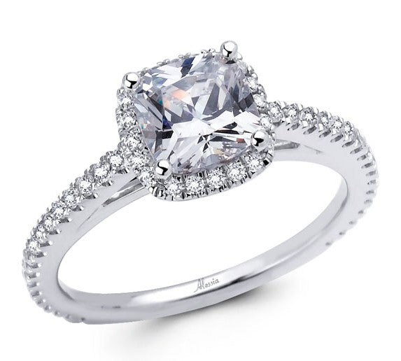 Cushion Cut Diamond Halo Engagement Ring - ACB035