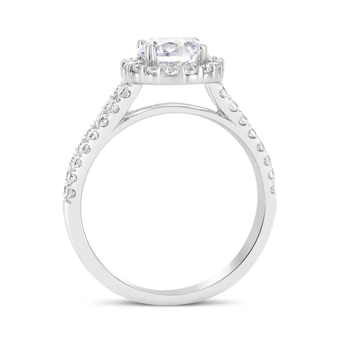 Round Brilliant Cut Diamond Halo Engagement Ring - ACB039