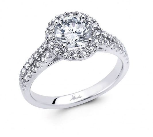 Round Brilliant Cut Diamond Halo Engagement Ring - ACB039