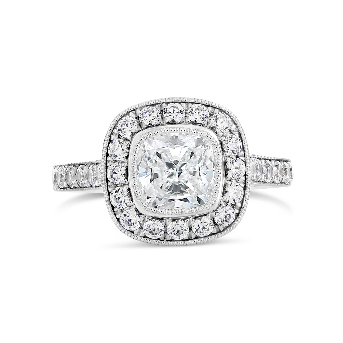 Cushion Cut Diamond Halo Engagement Ring - ACB045