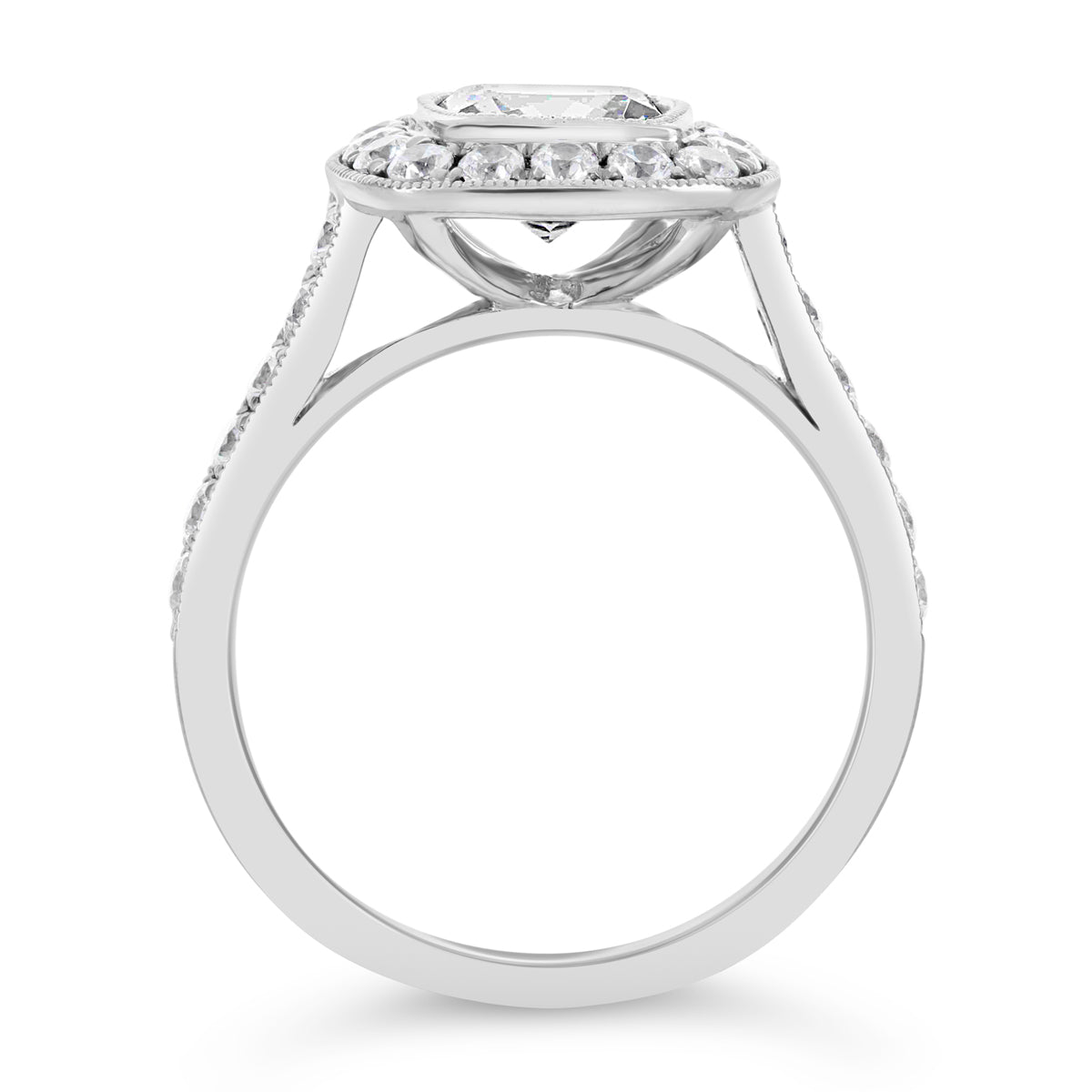 Cushion Cut Diamond Halo Engagement Ring - ACB045