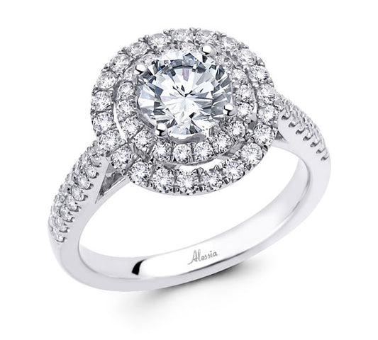 Round Brilliant Cut Diamond Halo Engagement Ring - ACB049