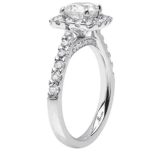 Round Brilliant Cut Diamond Halo Engagement Ring - ACB080