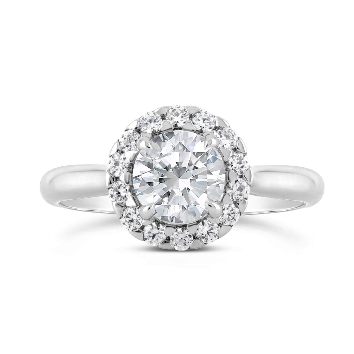 Round Brilliant Cut Diamond Halo Engagement Ring - ACB098