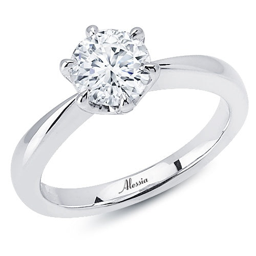 6 Claw Round Brilliant Cut Solitaire Engagement Ring - ACB101