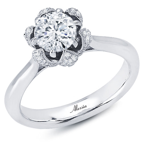 Diamond Flowering Petal Halo Engagement Ring ACB107