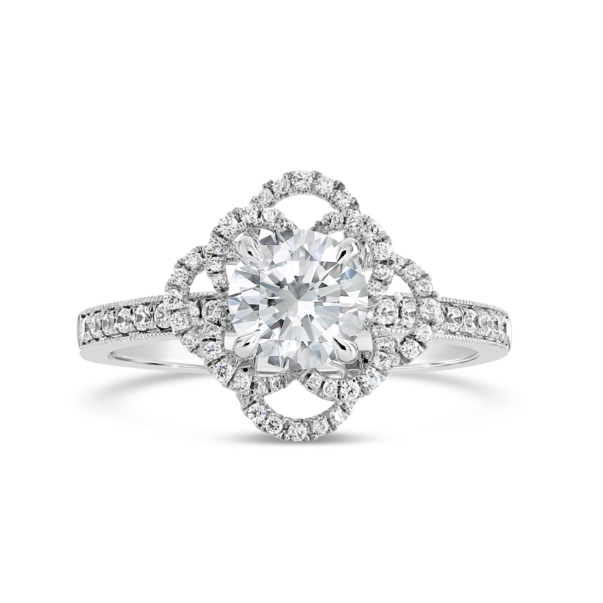 Round Brilliant Cut Diamond Petal Engagement Ring - ACB109