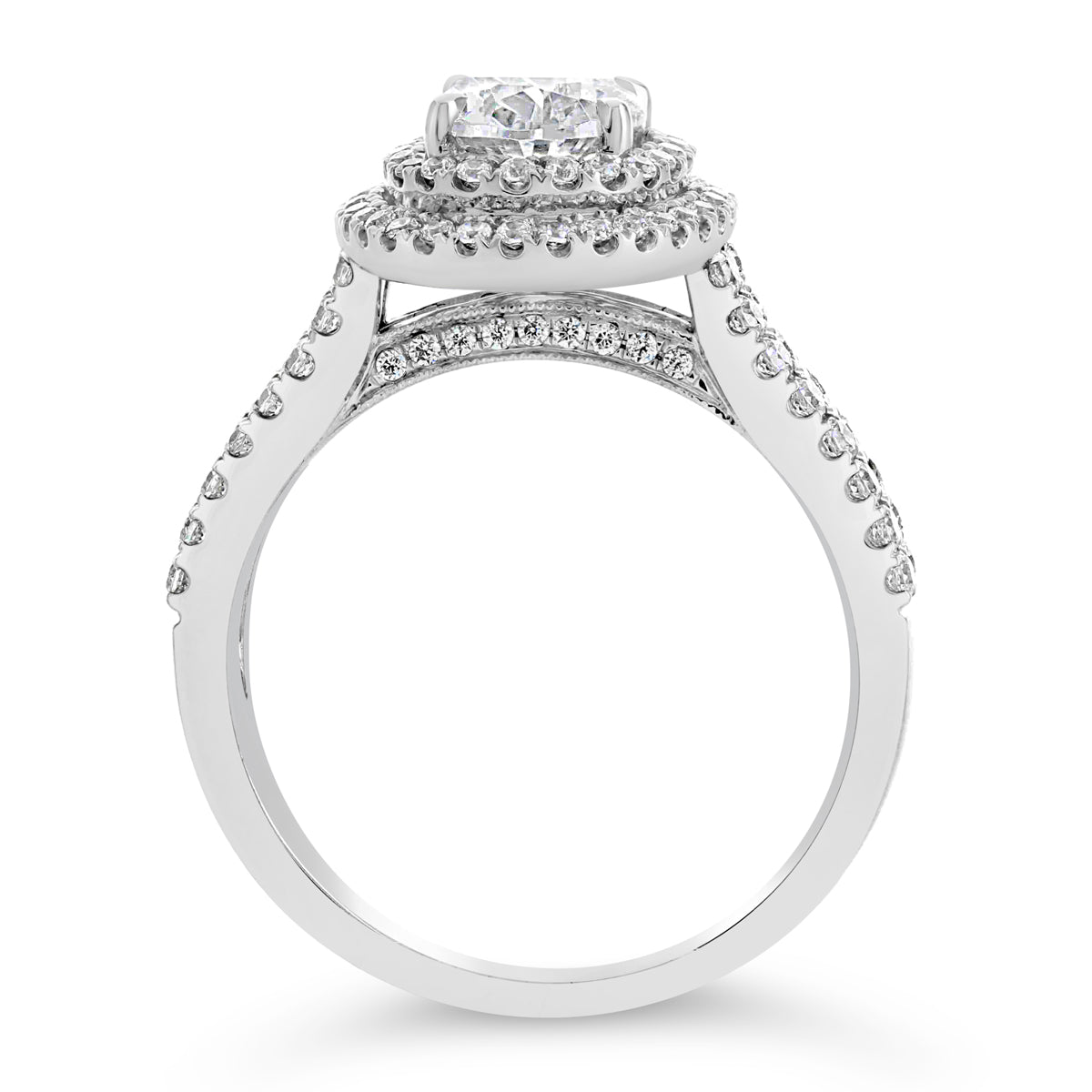 Oval Cut Twin Diamond Halo Engagement Ring - ACB110