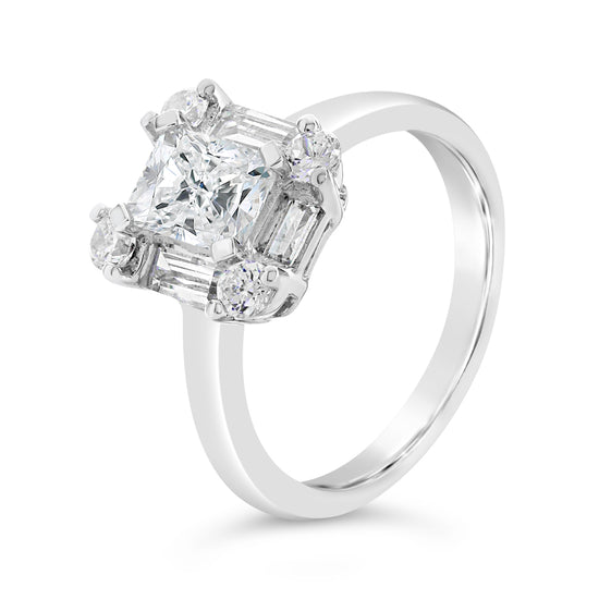 Radiant Cut Diamond Halo Engagement Ring - ACB118