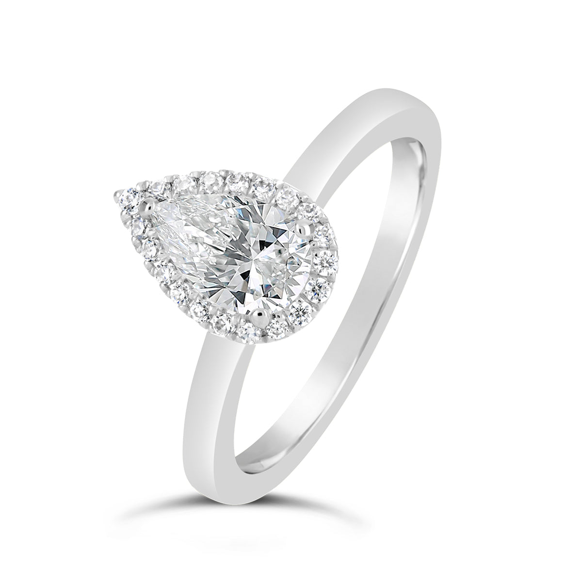 Pear Shape Diamond Halo Engagement Ring - ACB123