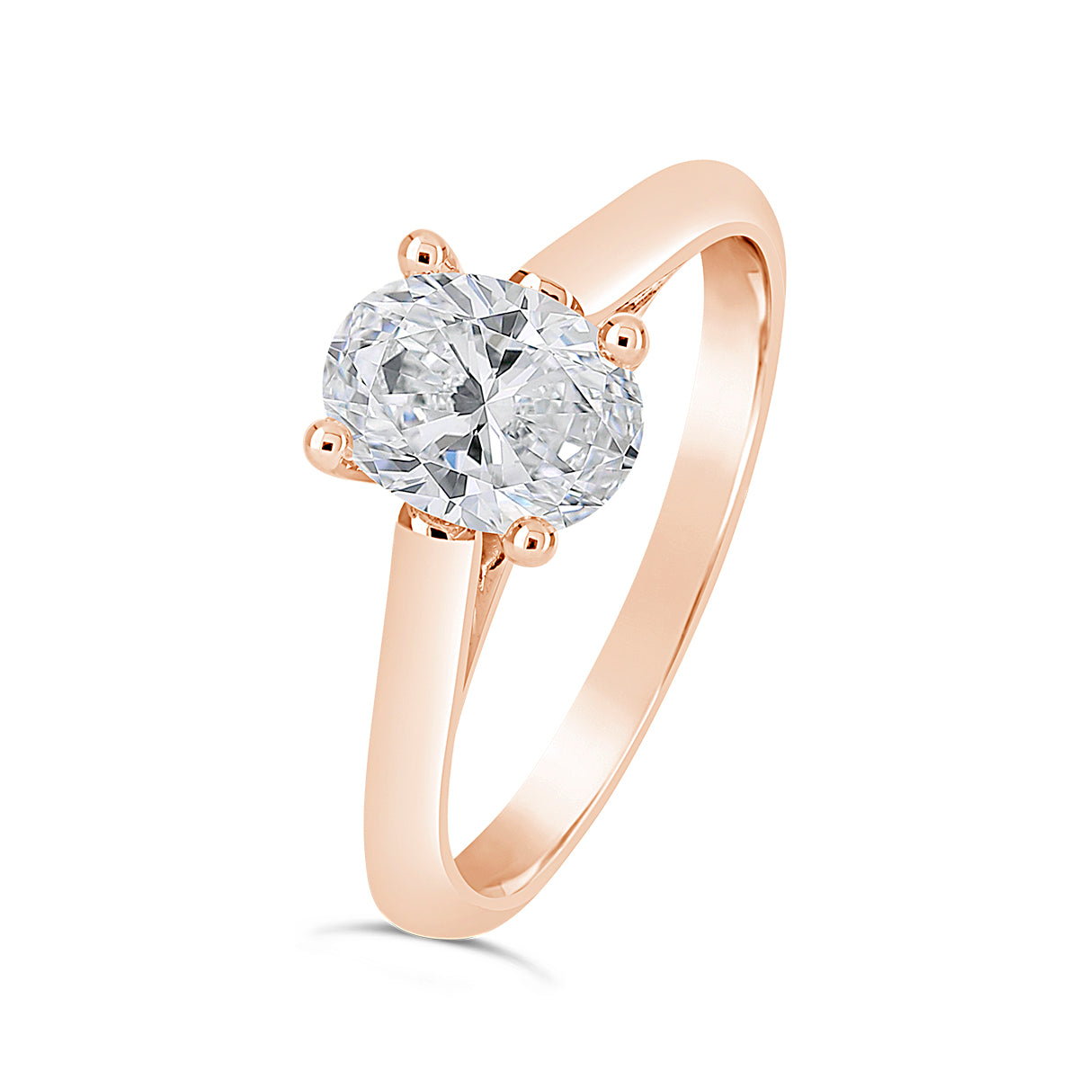 Oval Cut Cathedral Solitaire Engagement Ring - ACB125