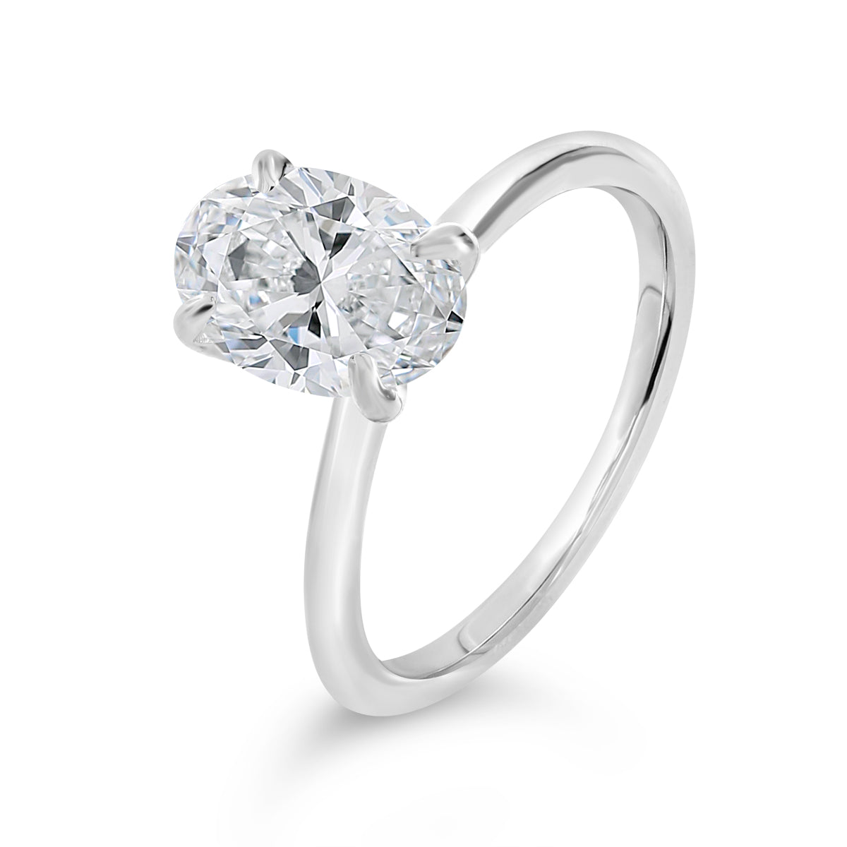 Oval Shape Solitaire Diamond Engagement Ring - ACB129