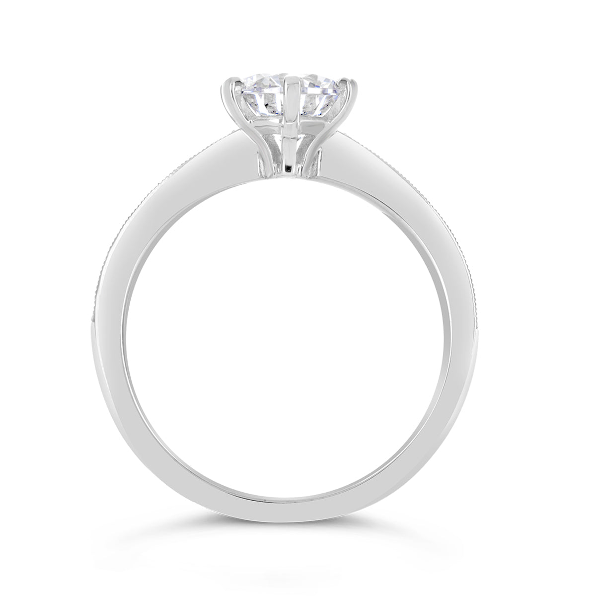 Round Brilliant Cut Tapered Diamond Engagement Ring - ACB130