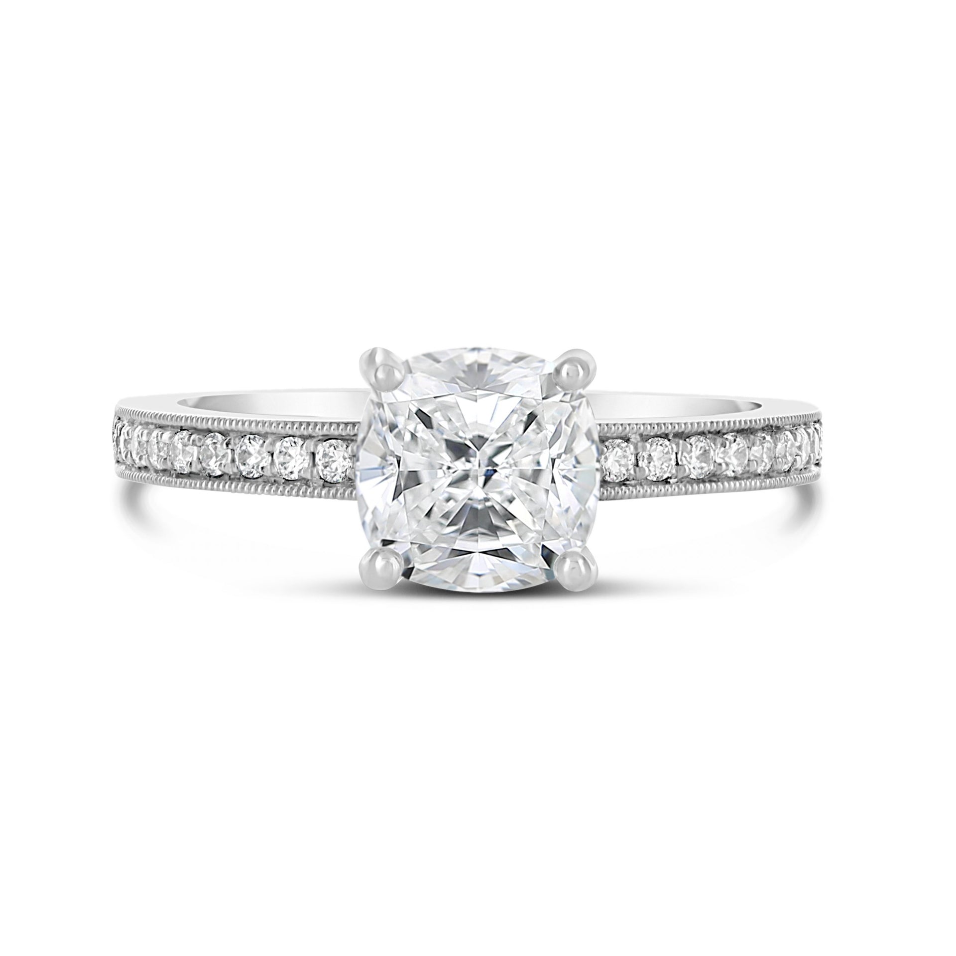 Round Brilliant Cut Pave Set Diamond Engagement Ring - ACB135