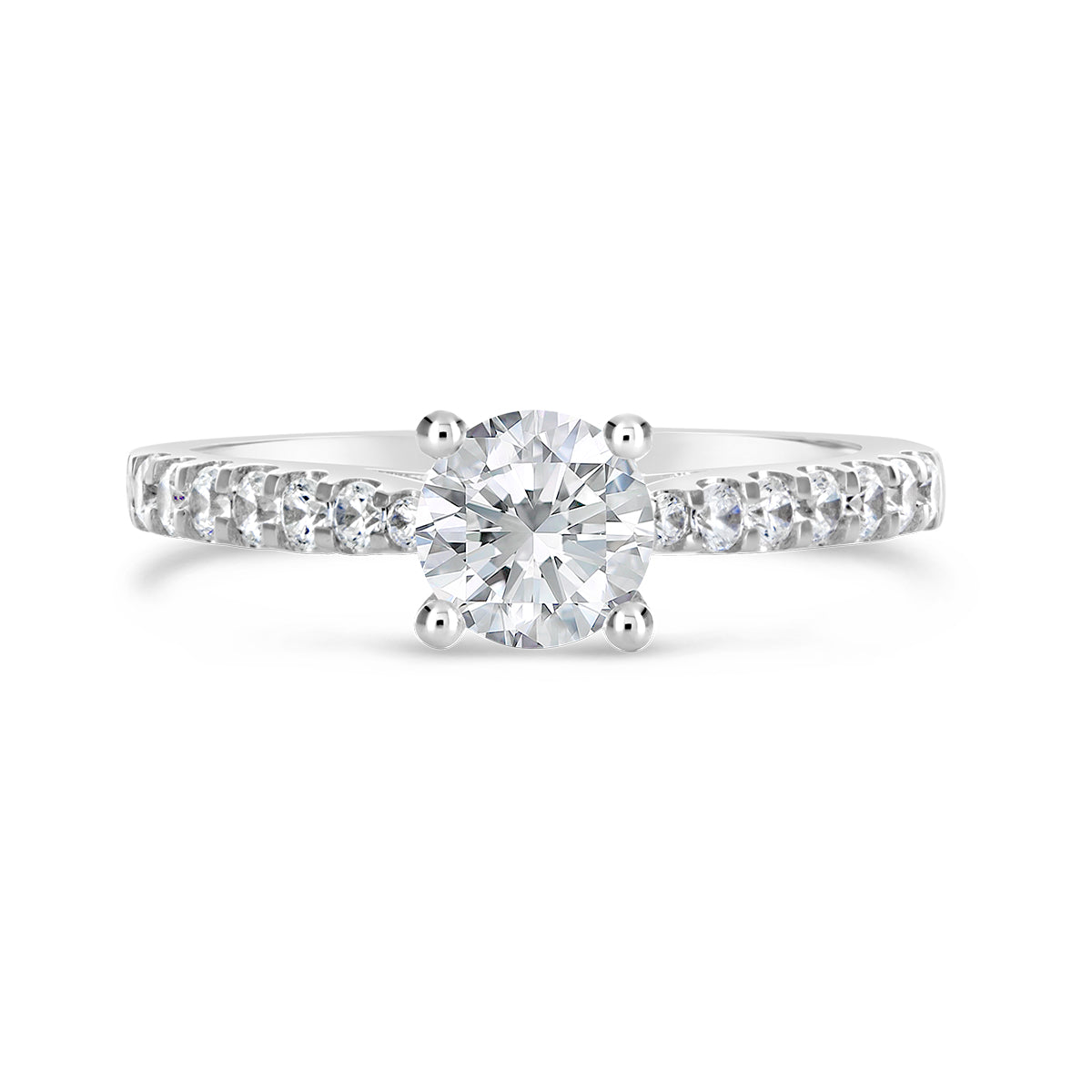 Round Brilliant Cut Tapered Diamond Engagement Ring - ACB137