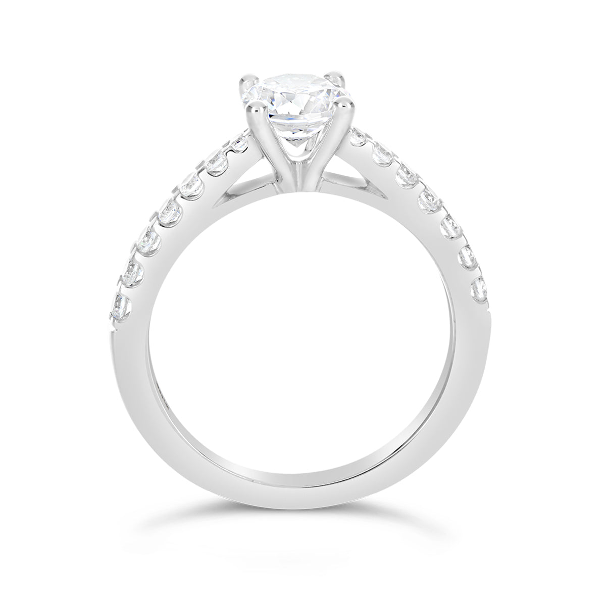 Round Brilliant Cut Tapered Diamond Engagement Ring - ACB137