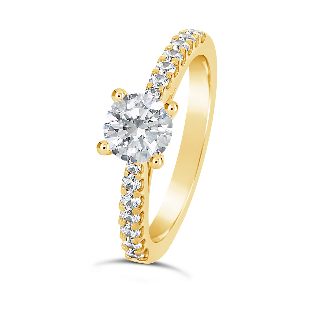 Round Brilliant Cut Tapered Diamond Engagement Ring - ACB137