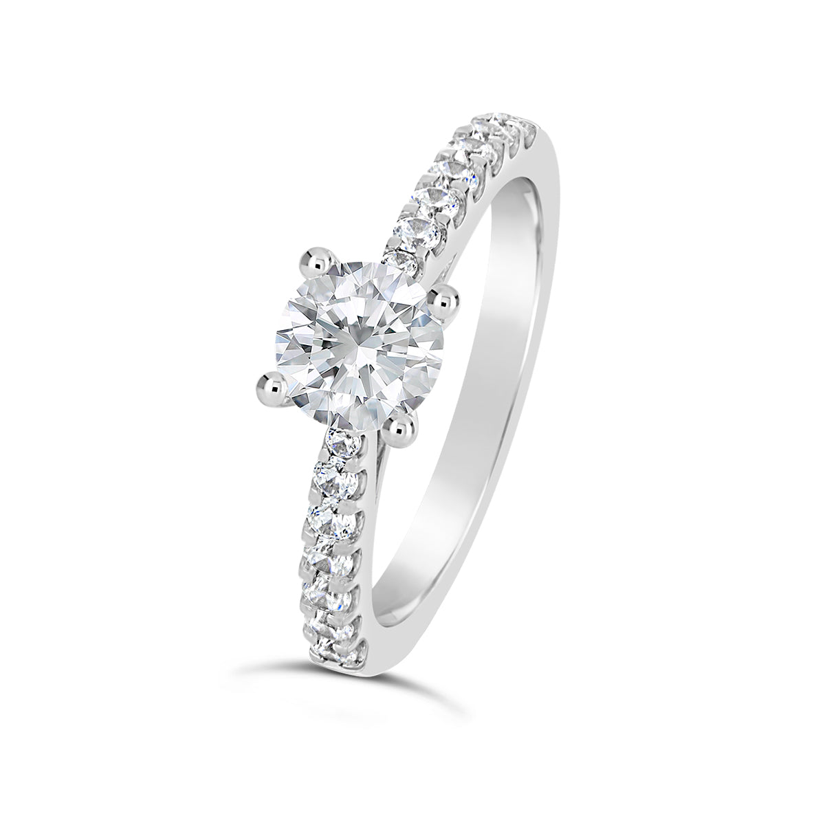 Round Brilliant Cut Tapered Diamond Engagement Ring - ACB137