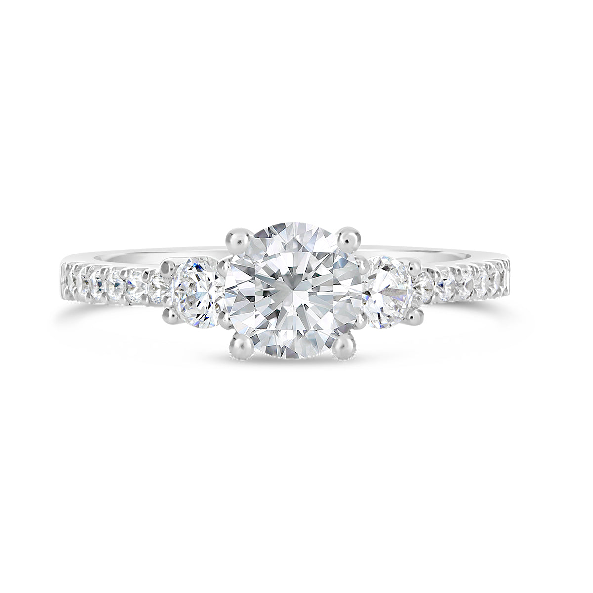 Round Brilliant Cut Three Stone Diamond Engagement Ring - ACB144