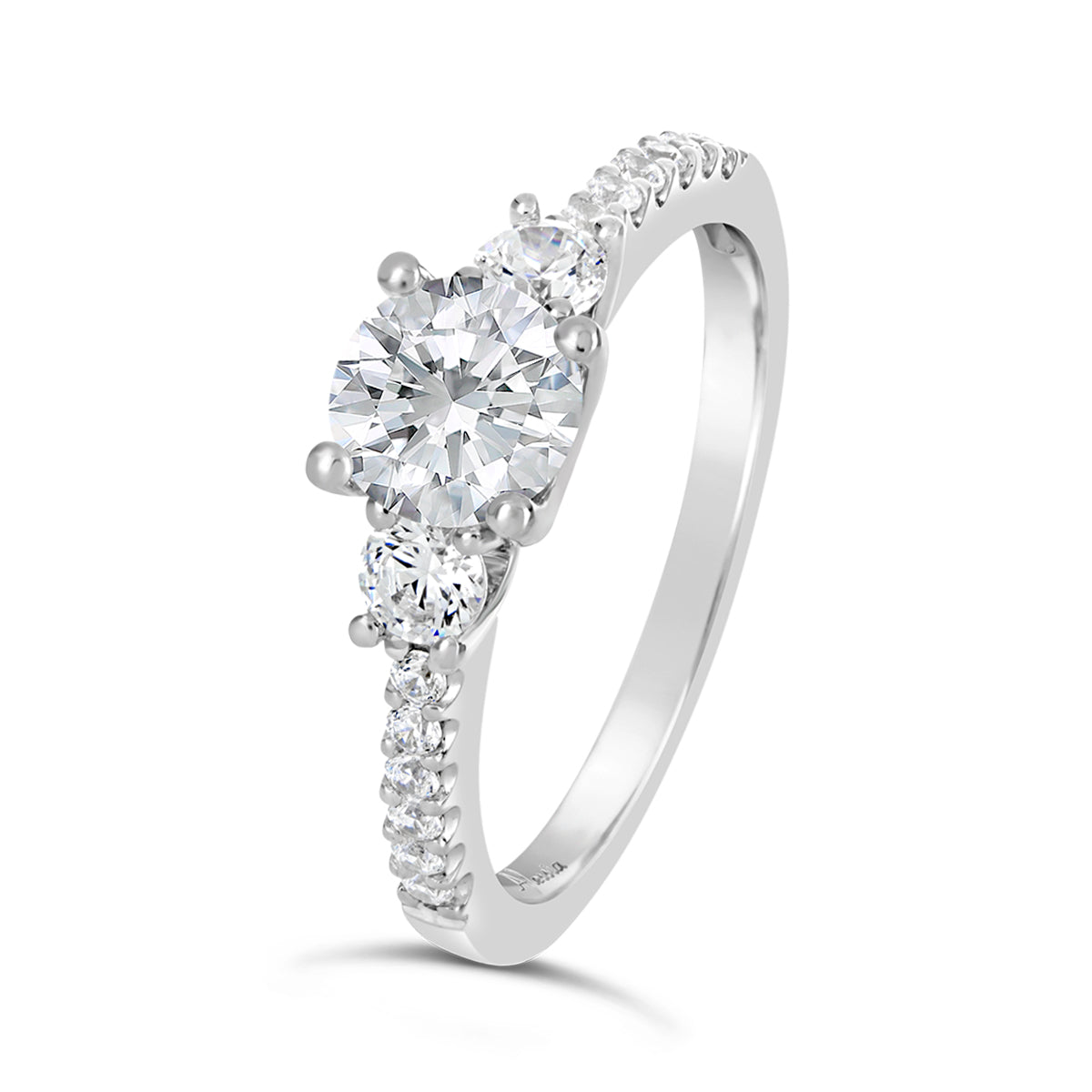 Round Brilliant Cut Three Stone Diamond Engagement Ring - ACB144