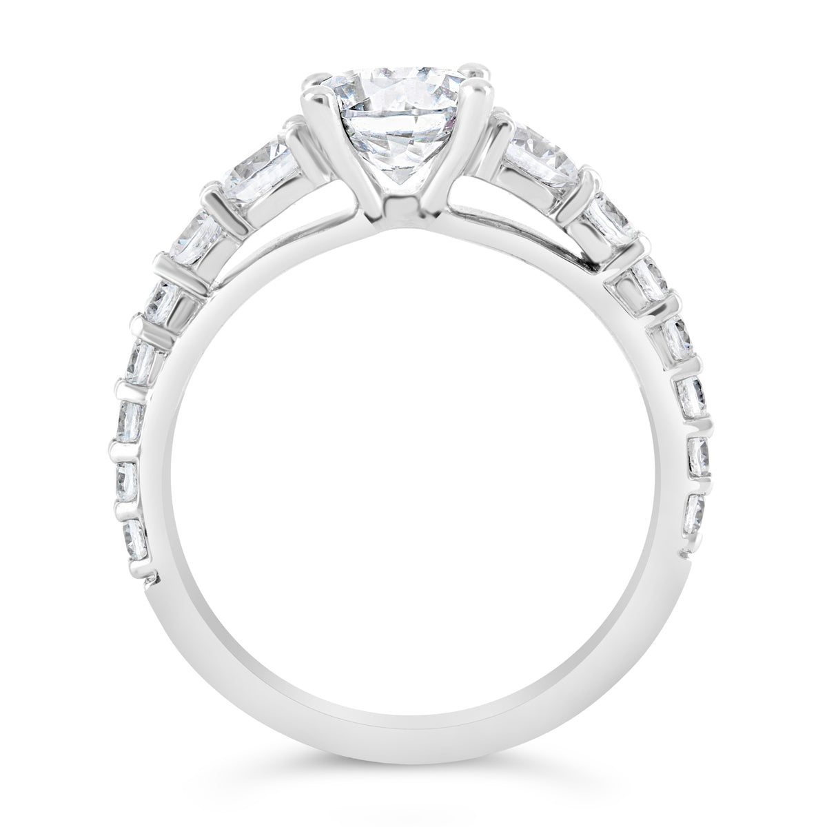 Tapering Round Brilliant Diamond Engagement Ring - ACB232