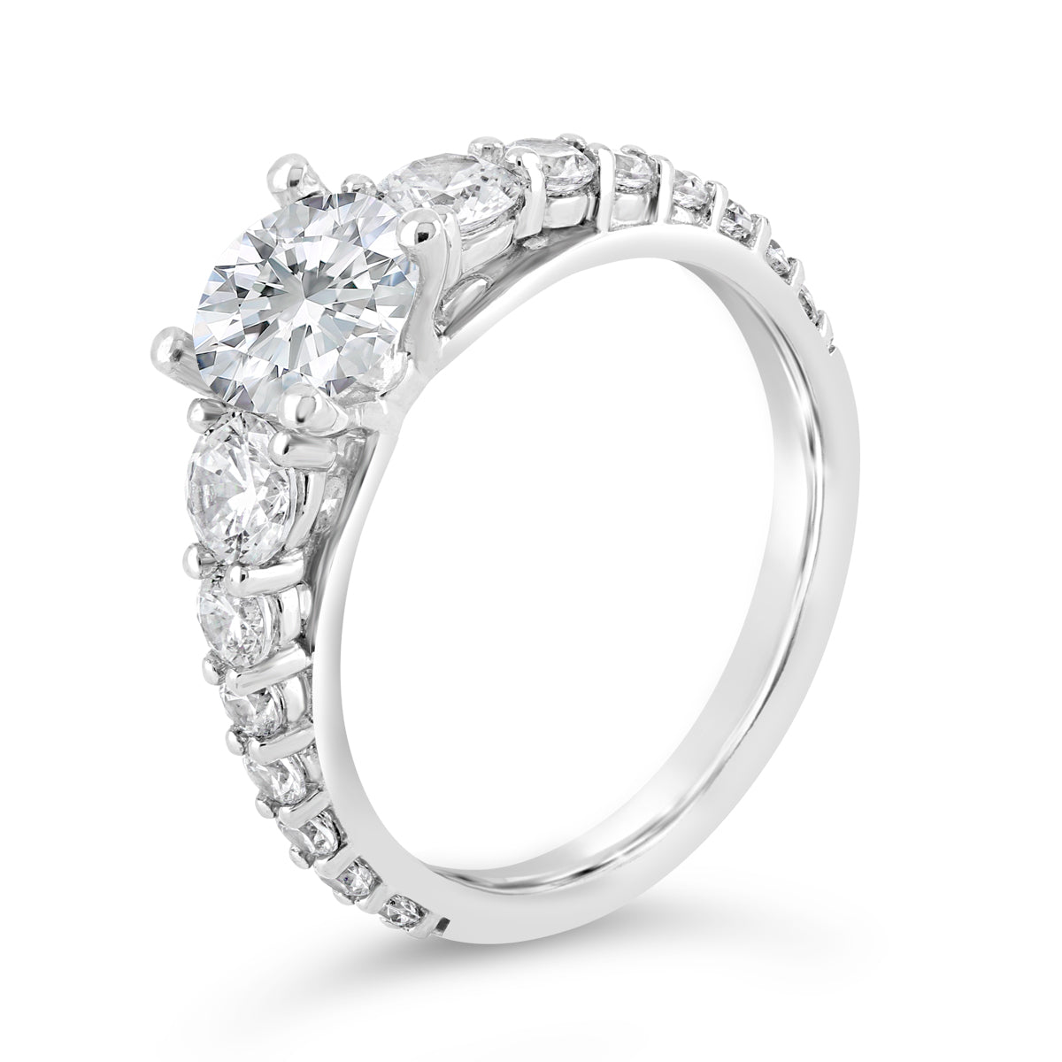 Tapering Round Brilliant Diamond Engagement Ring - ACB232