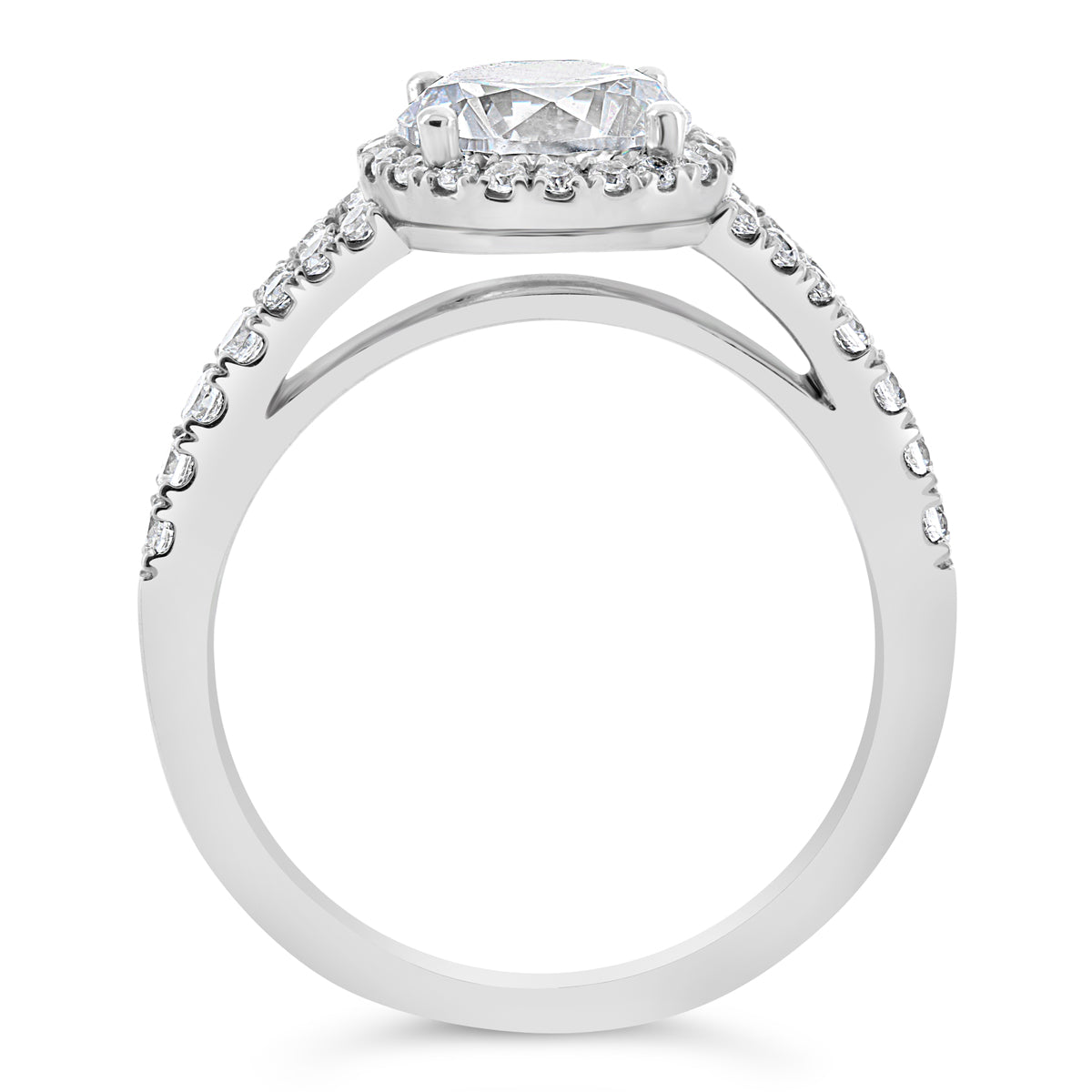 Round Brilliant Cut Split Band Diamond Halo Engagement Ring - ACB234