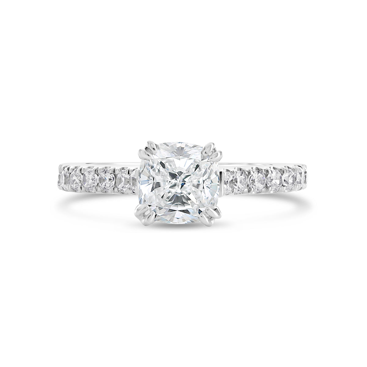 Cushion Cut Cathedral Diamond Engagement Ring - ACB241