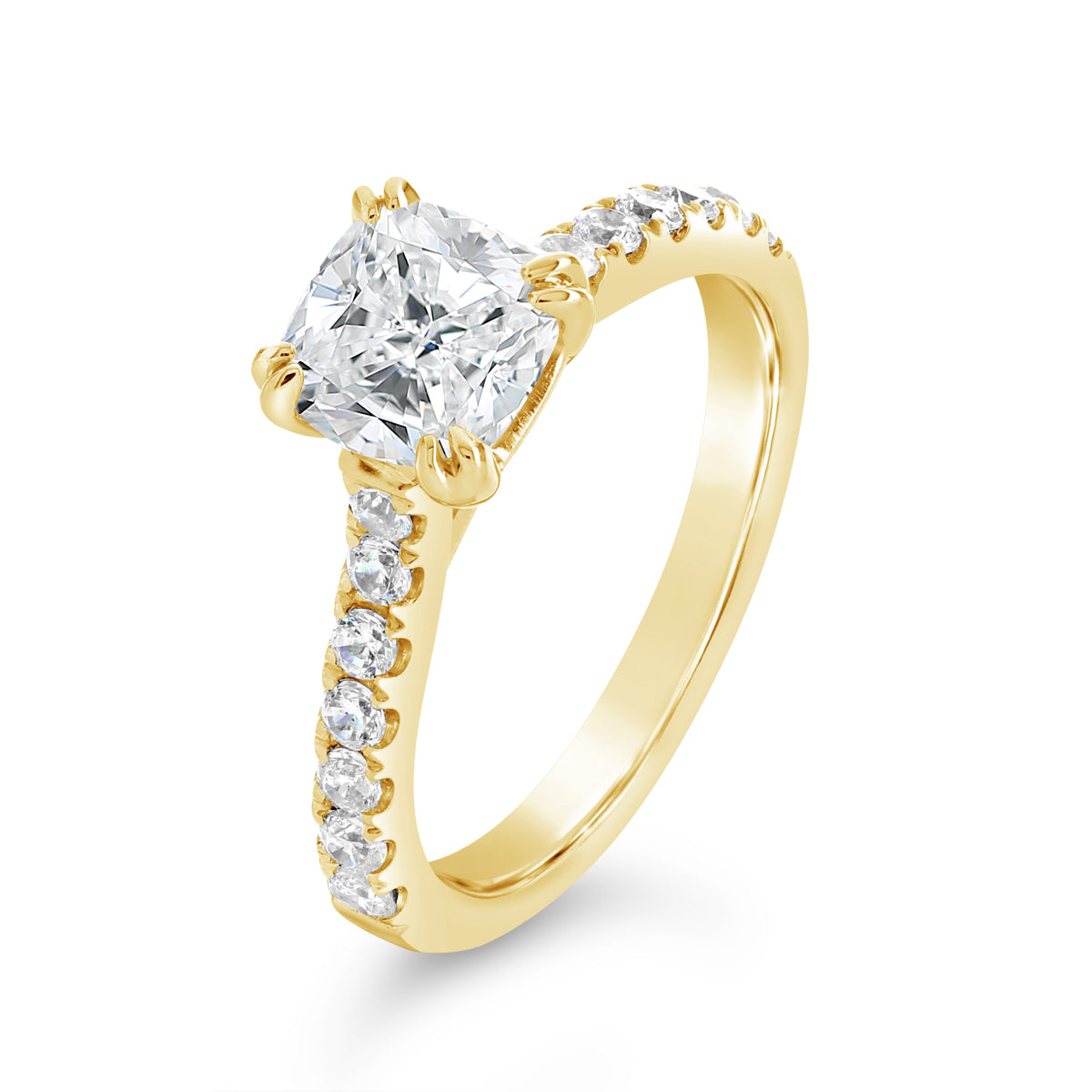 Cushion Cut Cathedral Diamond Engagement Ring - ACB241