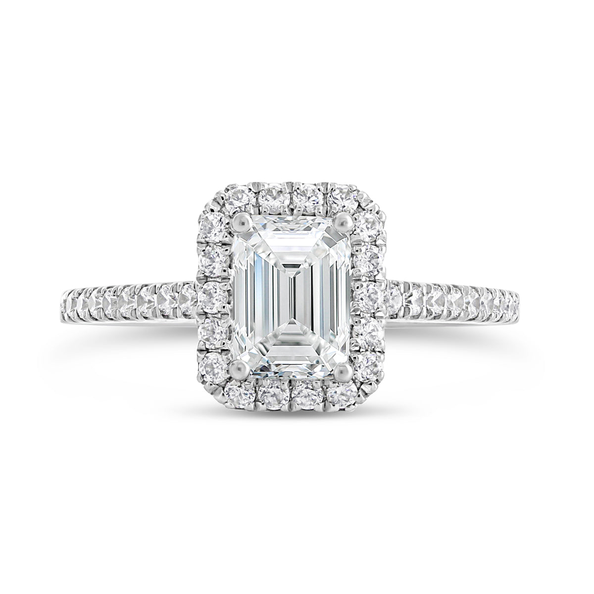 Emerald Cut Diamond Halo Engagement Ring - ACB249