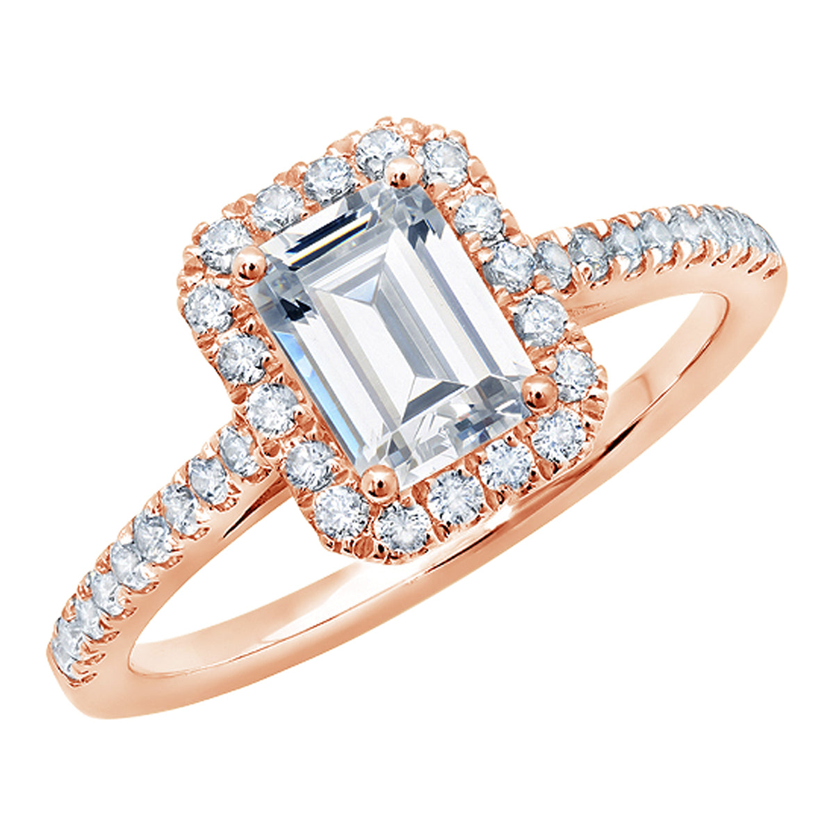 Emerald Cut Diamond Halo Engagement Ring - ACB249