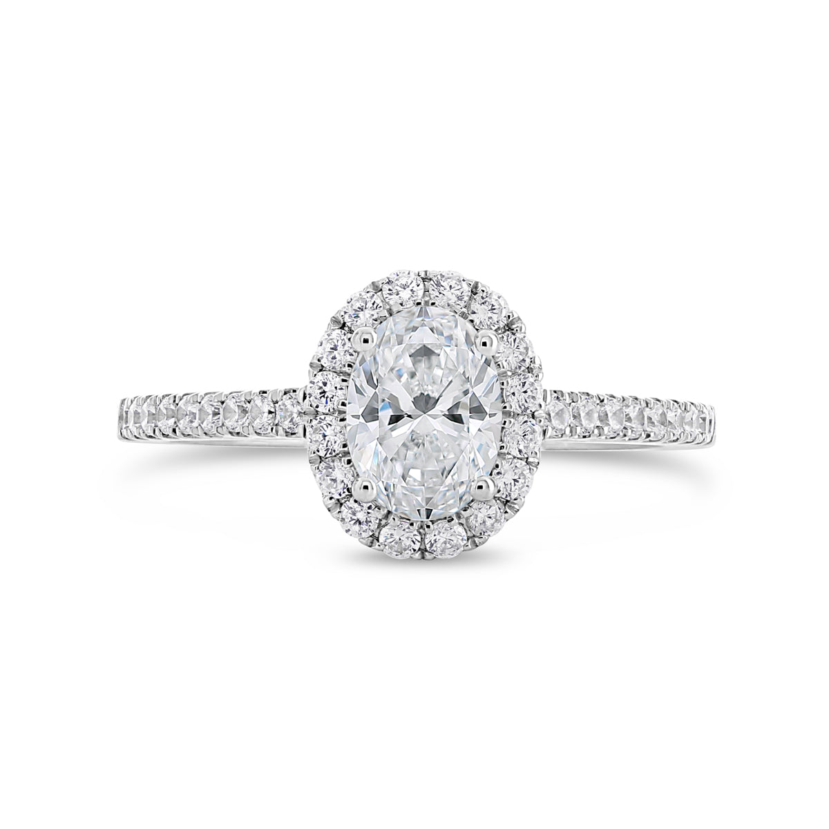 Oval Cut Diamond Halo and Cathedral Engagement Ring - ACB250