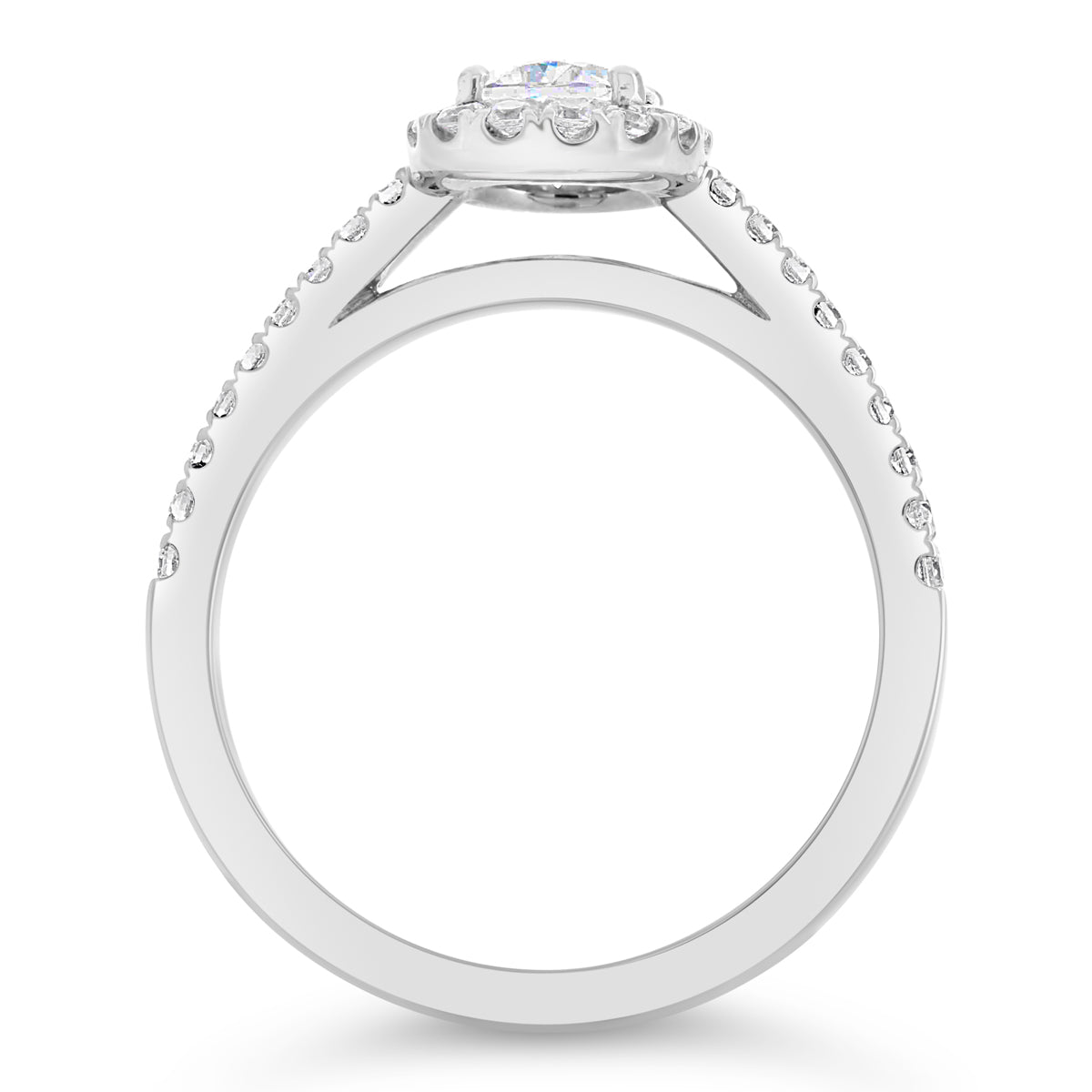 Oval Cut Diamond Halo and Cathedral Engagement Ring - ACB250