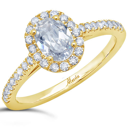 Oval Cut Diamond Halo and Cathedral Engagement Ring - ACB250