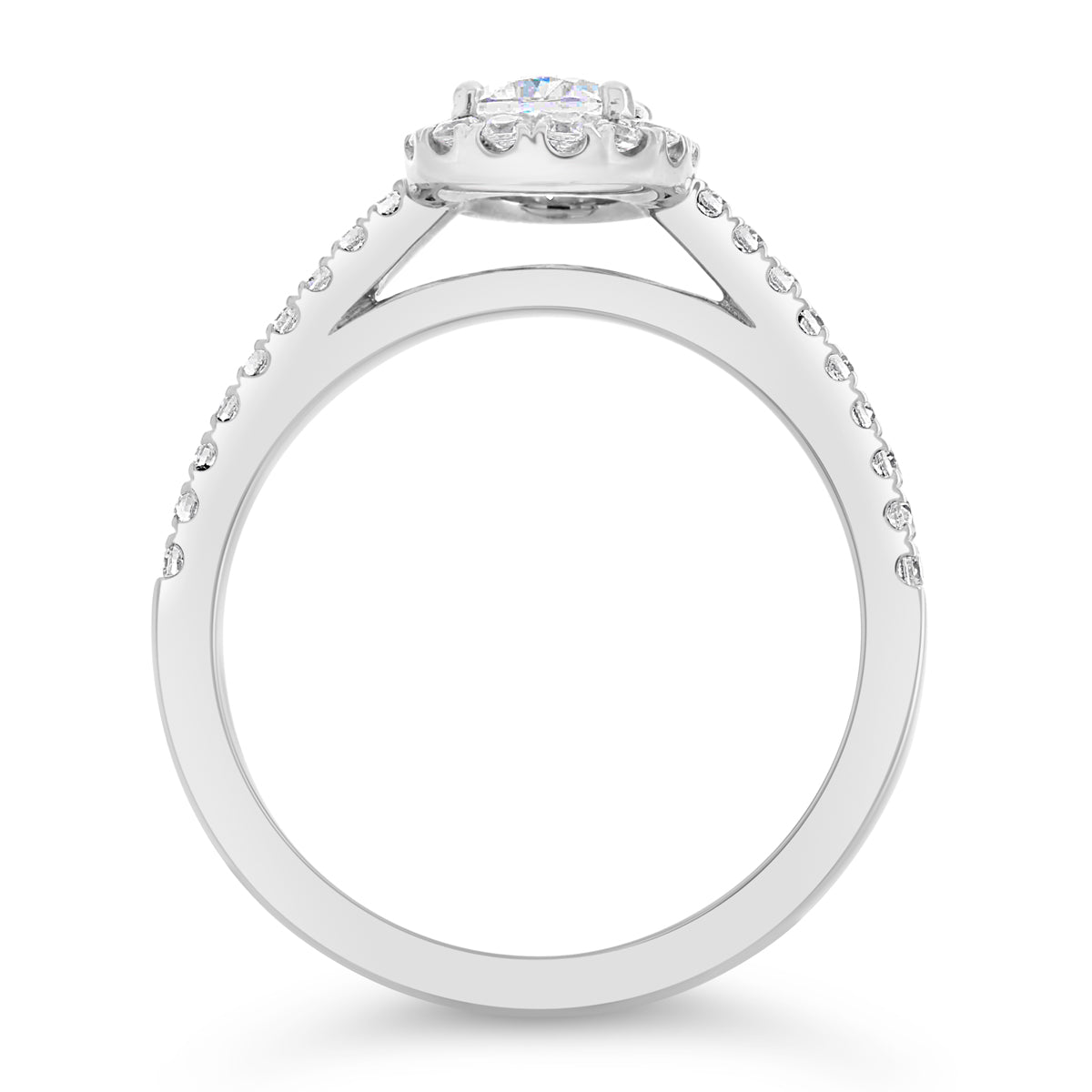 Pear Shape Diamond Halo and Cathedral Engagement Ring - ACB251